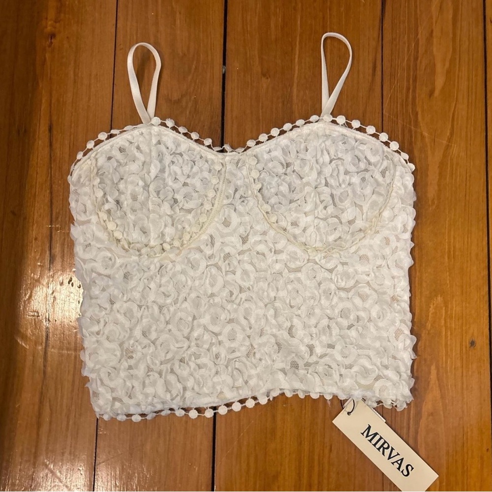 Mirvas White Lace Crop Bustier Tank